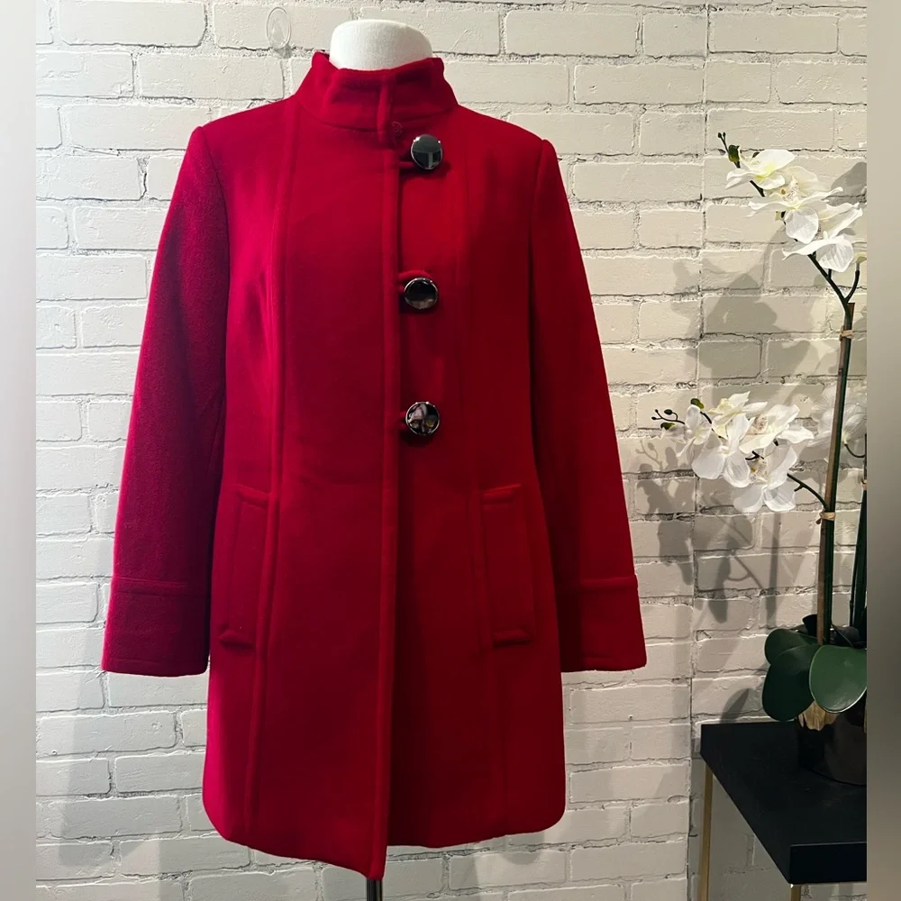 Style & Co petite Vibrant Red Wool Coat size M - Picture 2 of 8
